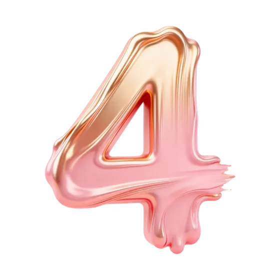 Elegant Rose Gold Metallic Number Four