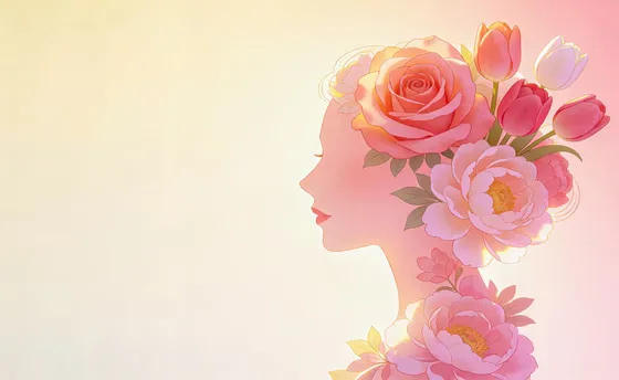Elegant Woman Silhouette Adorned with Flowers