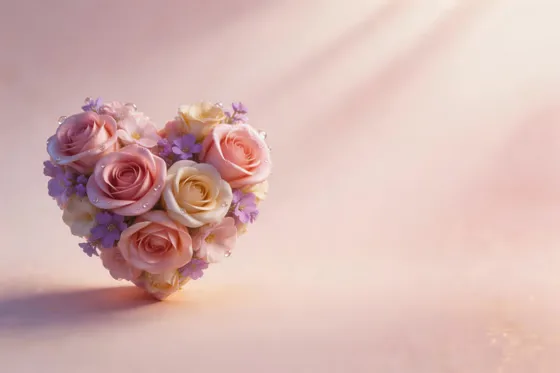 Romantic Rose Heart Bouquet Celebration Background