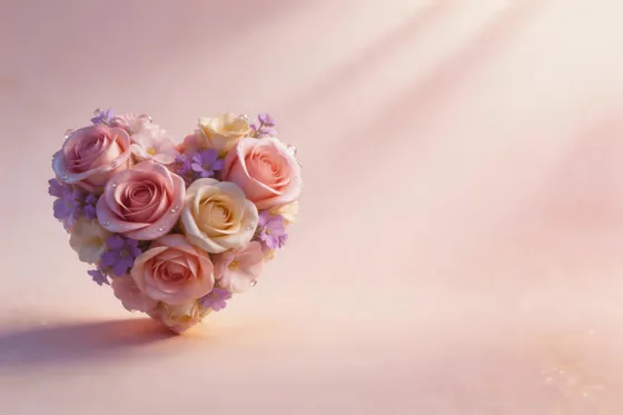 Romantic Floral Heart Delicate Love Symbol