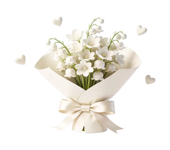 Elegant White Flower Bouquet with Hearts
