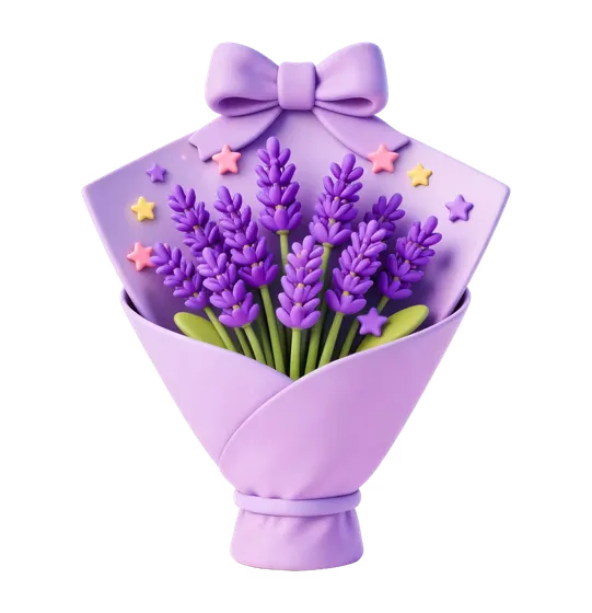 Stylized 3D Lavender Bouquet Gift Illustration