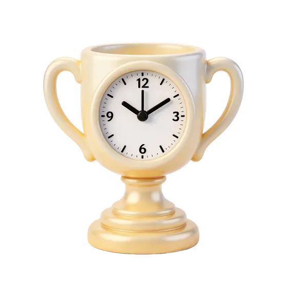 Golden Trophy Clock Time Achievement Concept