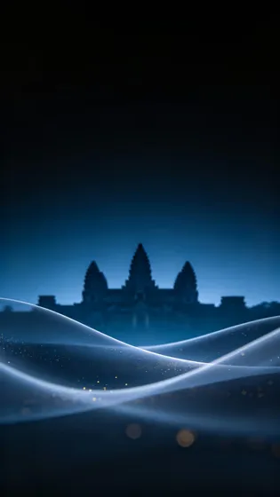 Angkor Wat Temple Blue Abstract Mystical Background