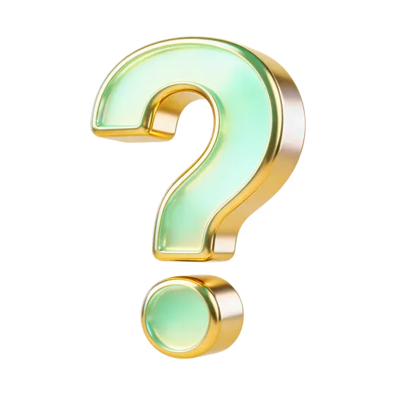3D Rendered Golden Green Question Mark