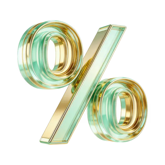 Luxury Gold Green Glossy Percentage Sign