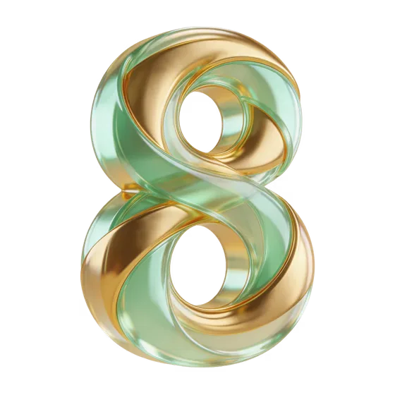 Modern Abstract Gold Green Number Eight
