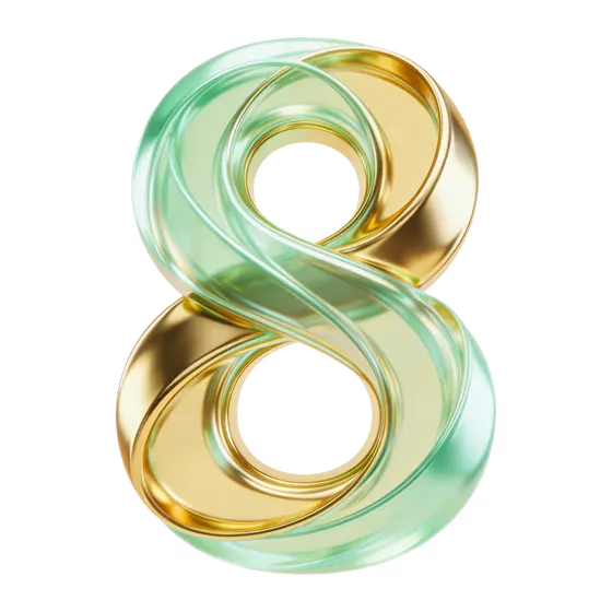 Elegant Gold Green Infinity Number Eight