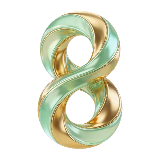 Elegant Golden Green Infinity Number Eight