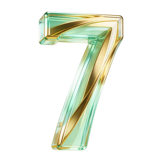 Elegant Gold Green Glass Number Seven