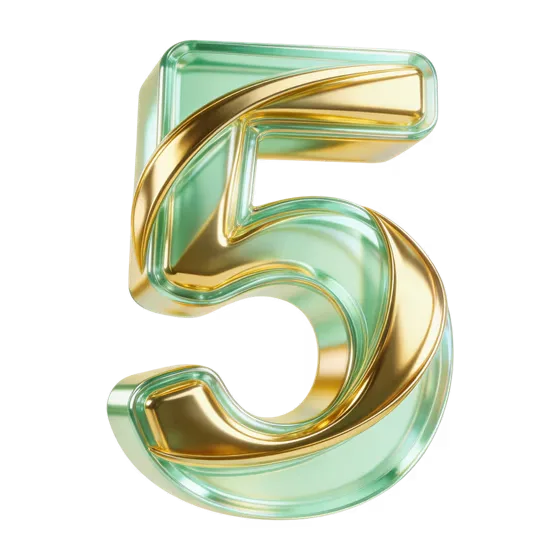 Luxurious Golden Green Number Five Digit