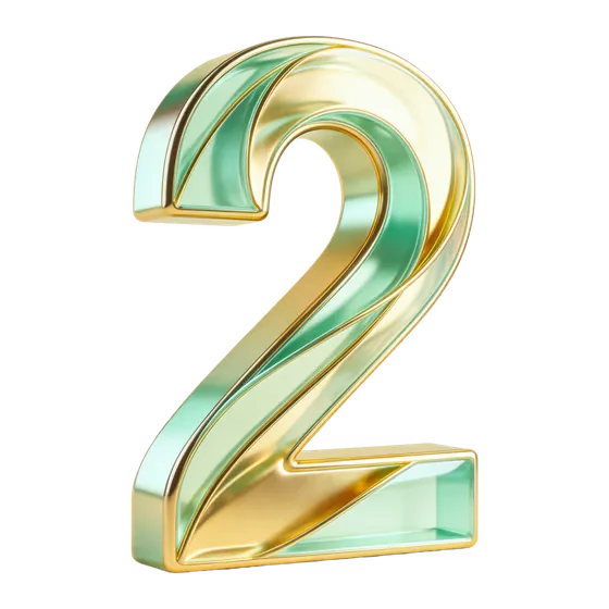Elegant Gold Green Number Two Render