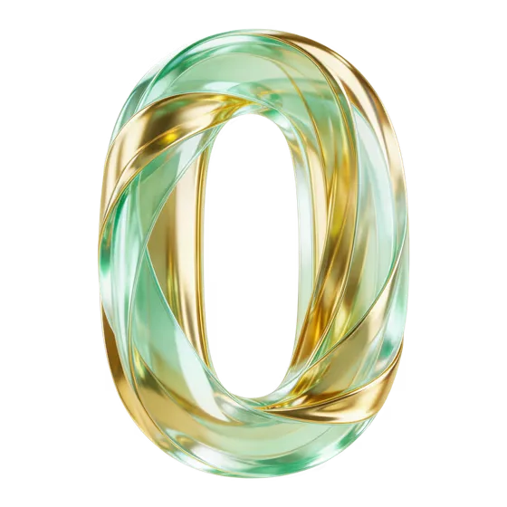 Abstract Gold Green Zero Number Design