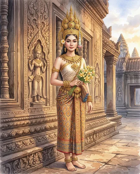 Graceful Southeast Asian Woman Temple Portrait