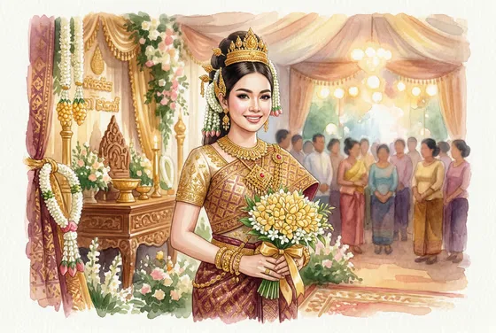 Elegant Cambodia Woman Adorned for Cultural Festival