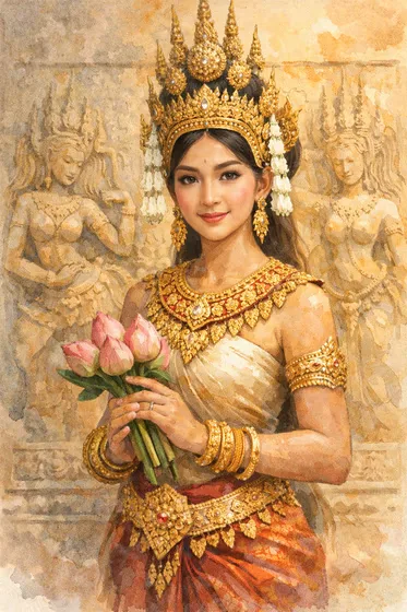 Regal Eastern Beauty Traditional Golden Adornment