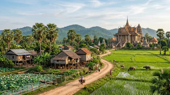 Peaceful Southeast Asian Rural Village Life