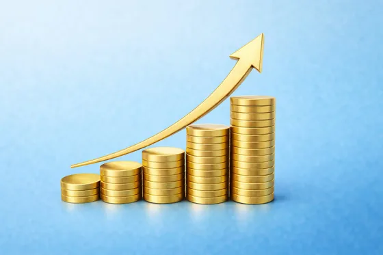 Golden Coin Stacks Showing Financial Growth