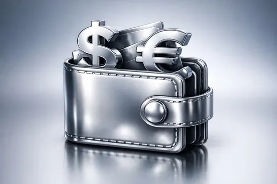 Sleek Metallic Wallet Global Currency Concept