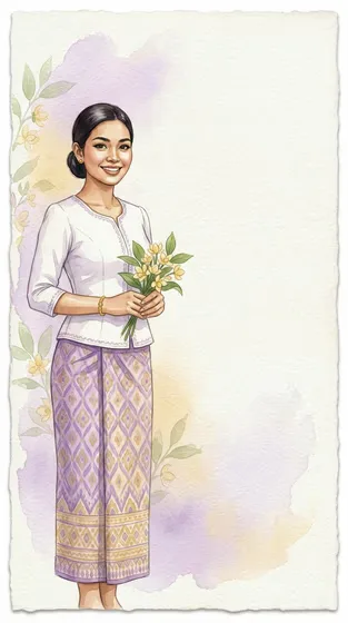 Beautiful Khmer Woman Cultural Watercolor Illustration