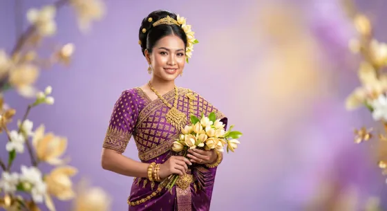 Graceful Cambodian Lady in Traditional Dress
