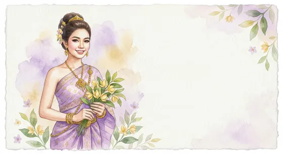 Watercolor Illustration of Beautiful Cambodian Woman