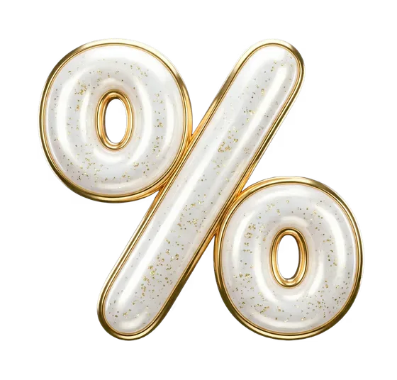 3D Rendered Golden Glitter Percent Sign