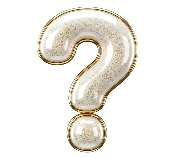 Elegant White Golden Glitter Question Mark