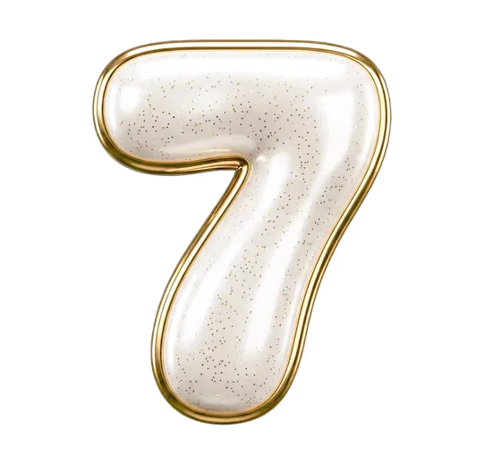 Elegant Golden Glitter Number Seven Illustration