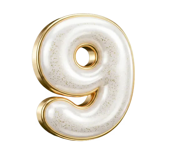 Sparkling White Gold Number Nine Illustration