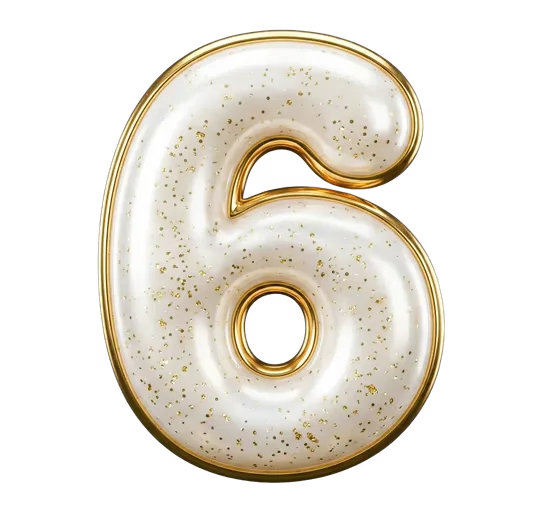 Elegant Number Six Golden Glitter Design