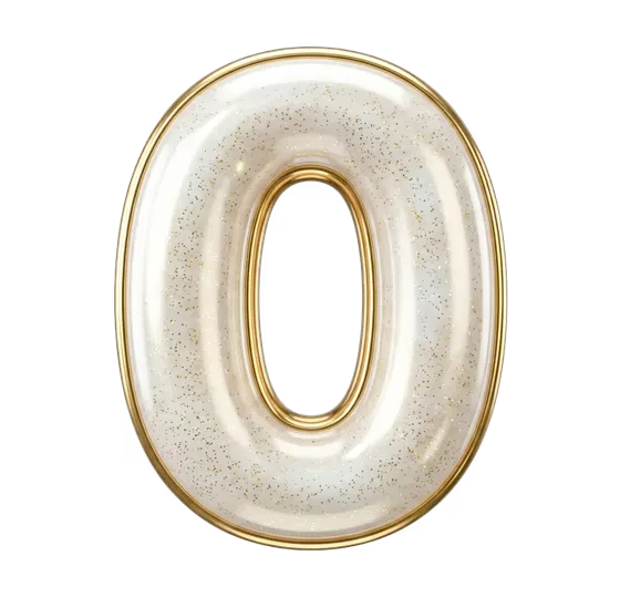 Luxury Pearlized Gold Glitter Character Isolated