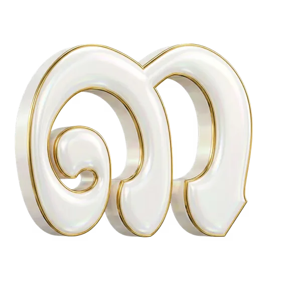 Elegant 3D Golden White Khmer Symbol