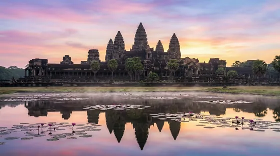 Majestic Cambodian Angkor Wat Sunrise Reflection