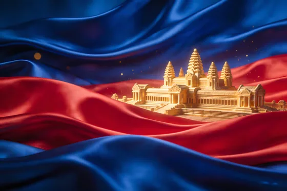 Cambodia's Golden Angkor Wat National Symbol