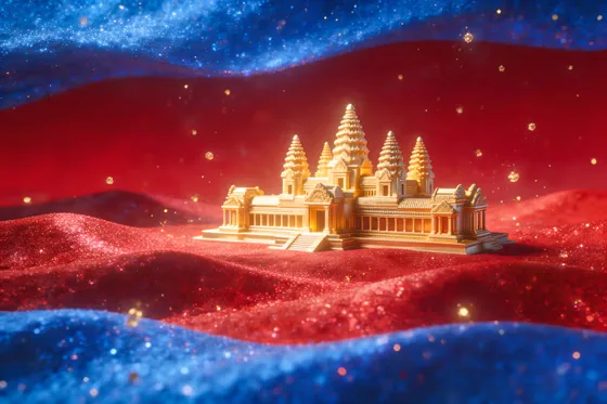 Golden Cambodian Temple Abstract Celebration