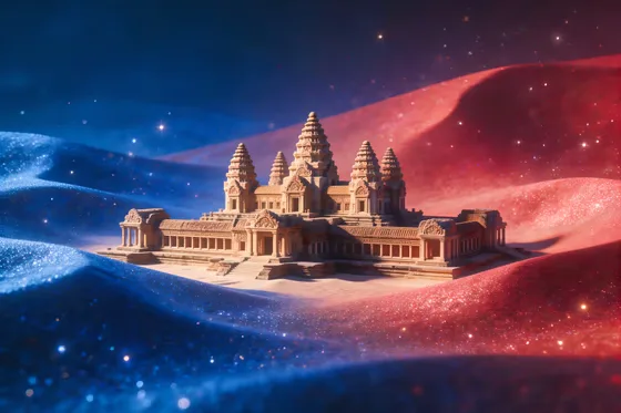 Vibrant Cambodian Temple Spiritual Asian Landmark