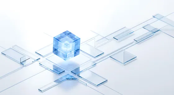 Futuristic glass cube technology background