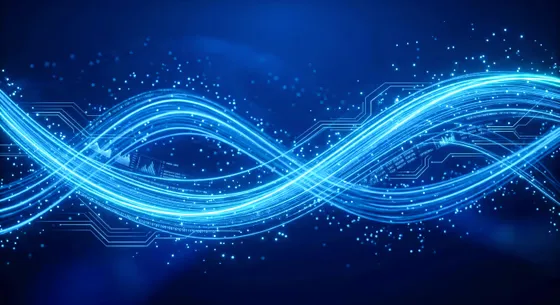 Blue digital data wave technology background