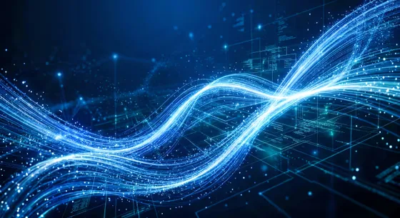 Blue futuristic technology wave background