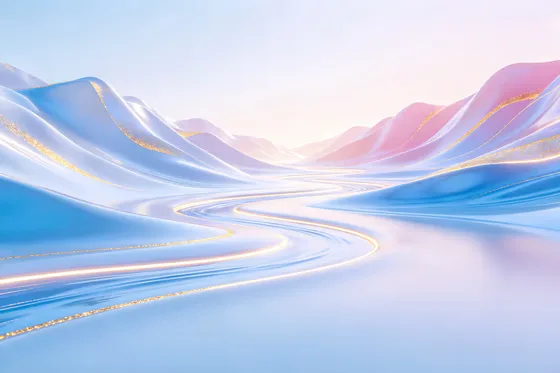 Abstract futuristic gradient landscape with flowing mountain and river waves background