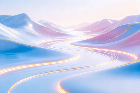 Minimal abstract gradient background with futuristic flowing river and mountain shapes
