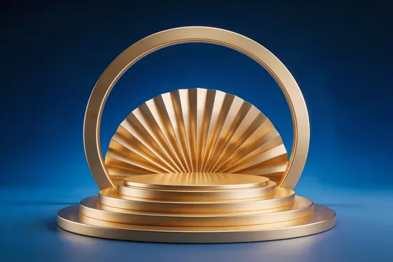 Gold Shell On A Blue Background