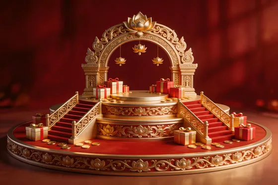 Red And Gold Altar With Candles And Candles