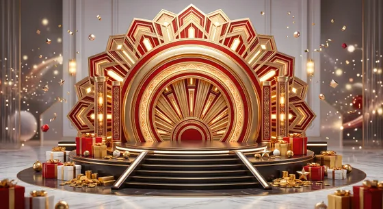 Stage With Red And Gold Design