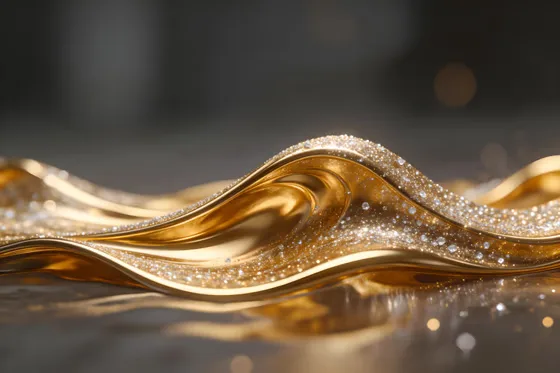 Gold Wave Background With Sparkling Glitter