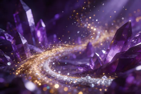 Purple And Gold Crystals With Sparkles