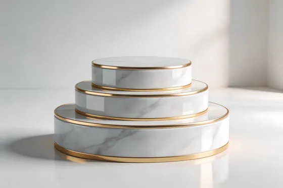 Marble Cake Stand With Gold Trim