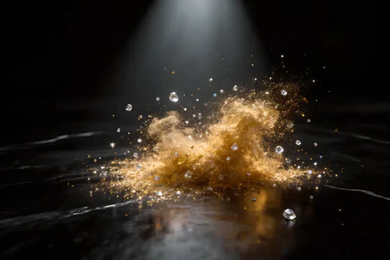 Pile Of Gold Dust On A Black Surface