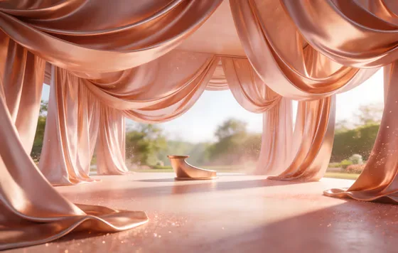 Stage With Stage Curtain And A Stage Set